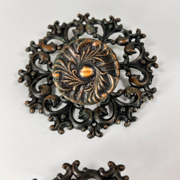Vtg Allison Drawer Pull Knob Backplate Escutcheon Ornate Japan Lot of 4 - Picture 3 of 16